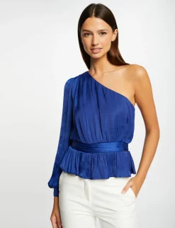 Chemises Et Blouses>Morgan Blouse Asymetrique Smockee Bleu Electrique Femme | Bleu_Electrique
