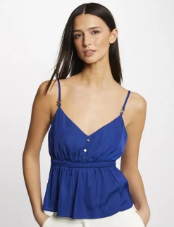 Chemises Et Blouses>Morgan Blouse Bretelles Fines A Ornements Bleu Electrique Femme | Bleu_Electrique