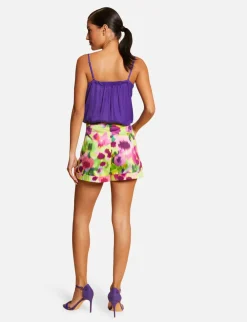 Chemises Et Blouses>Morgan Blouse Bretelles Fines Avec Dentelle Violet Fonce Femme | Violet_Fonce