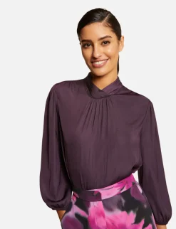 Chemises Et Blouses>Morgan Blouse Manches 3/4 Satinee Femme | Prune