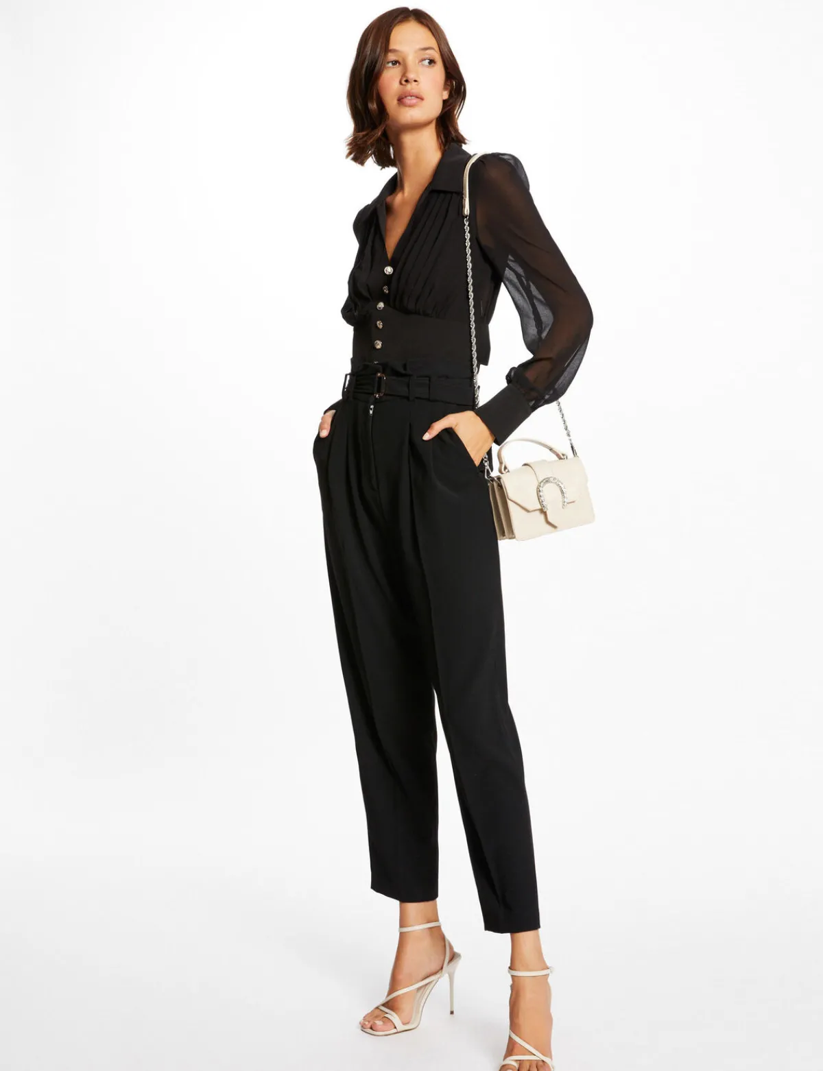 Chemises Et Blouses>Morgan Blouse Manches Longues Avec Plis Femme | Noir