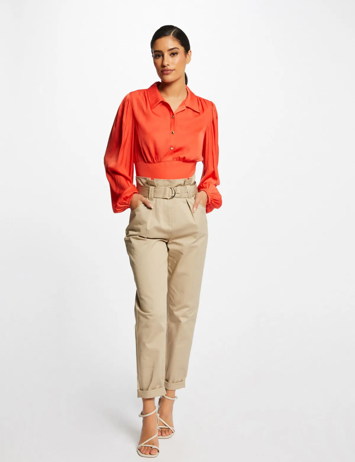 Chemises Et Blouses>Morgan Blouse Manches Longues Bouffantes Femme | Orange