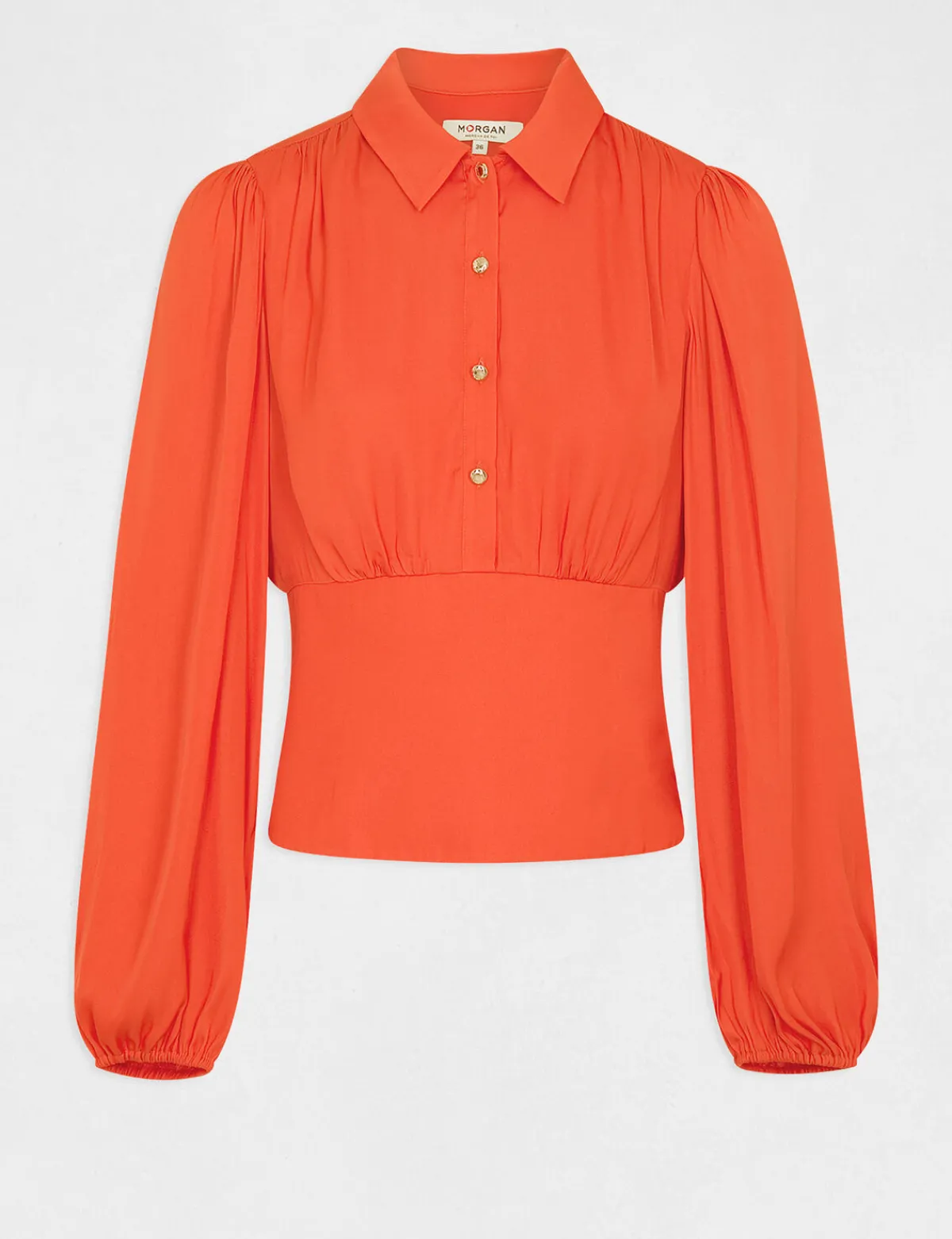 Chemises Et Blouses>Morgan Blouse Manches Longues Bouffantes Femme | Orange