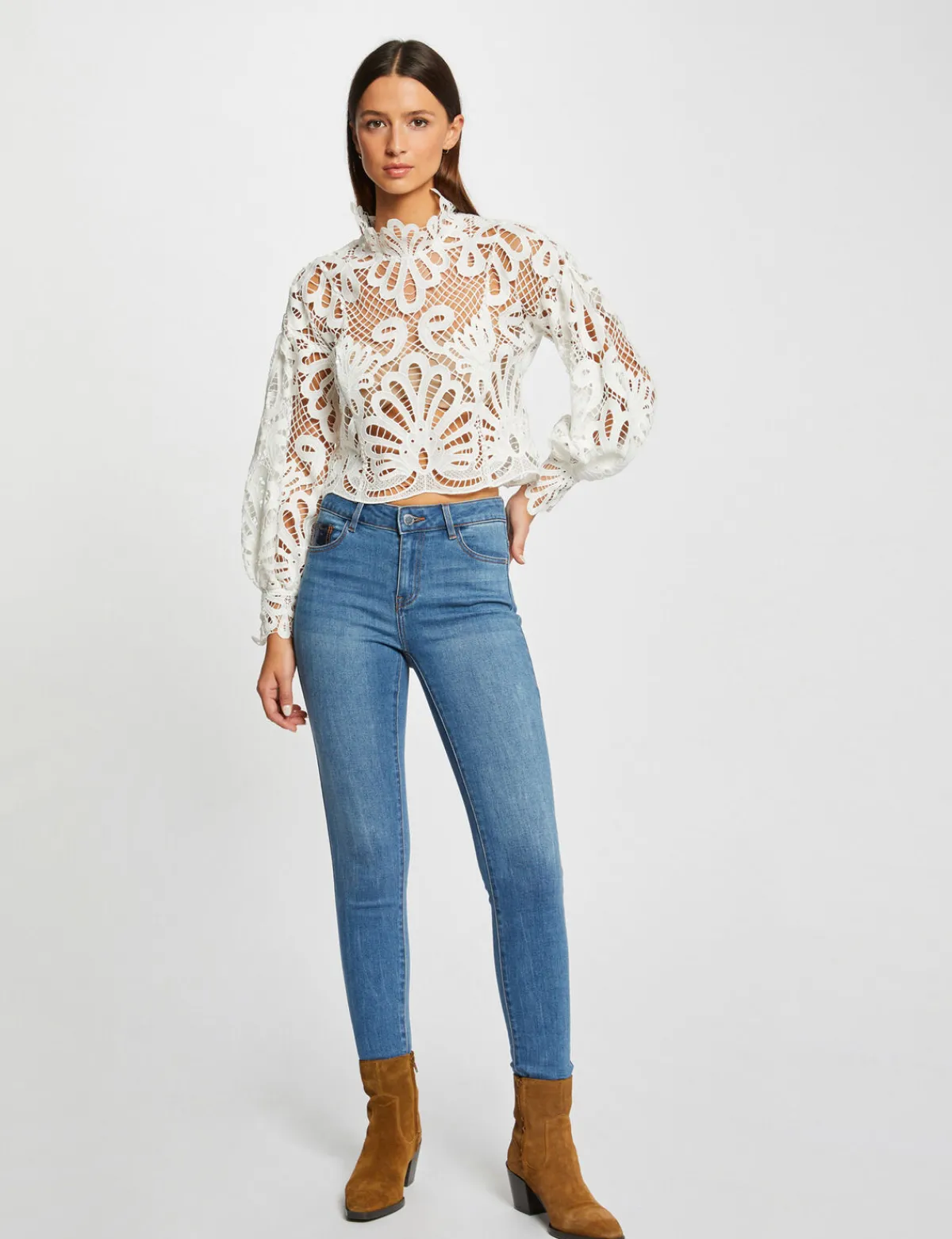 Chemises Et Blouses>Morgan Blouse Manches Longues En Dentelle Femme | Ecru