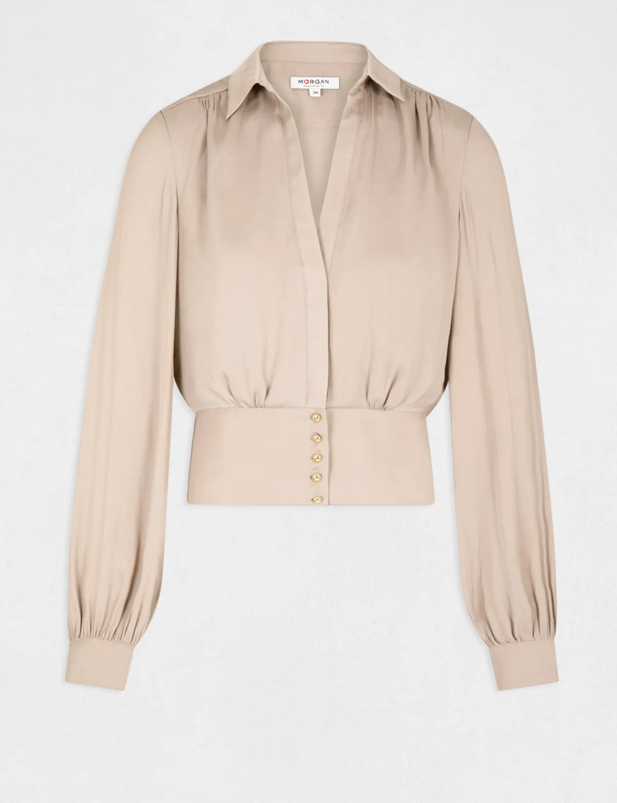 Chemises Et Blouses>Morgan Blouse Manches Longues Femme | Taupe