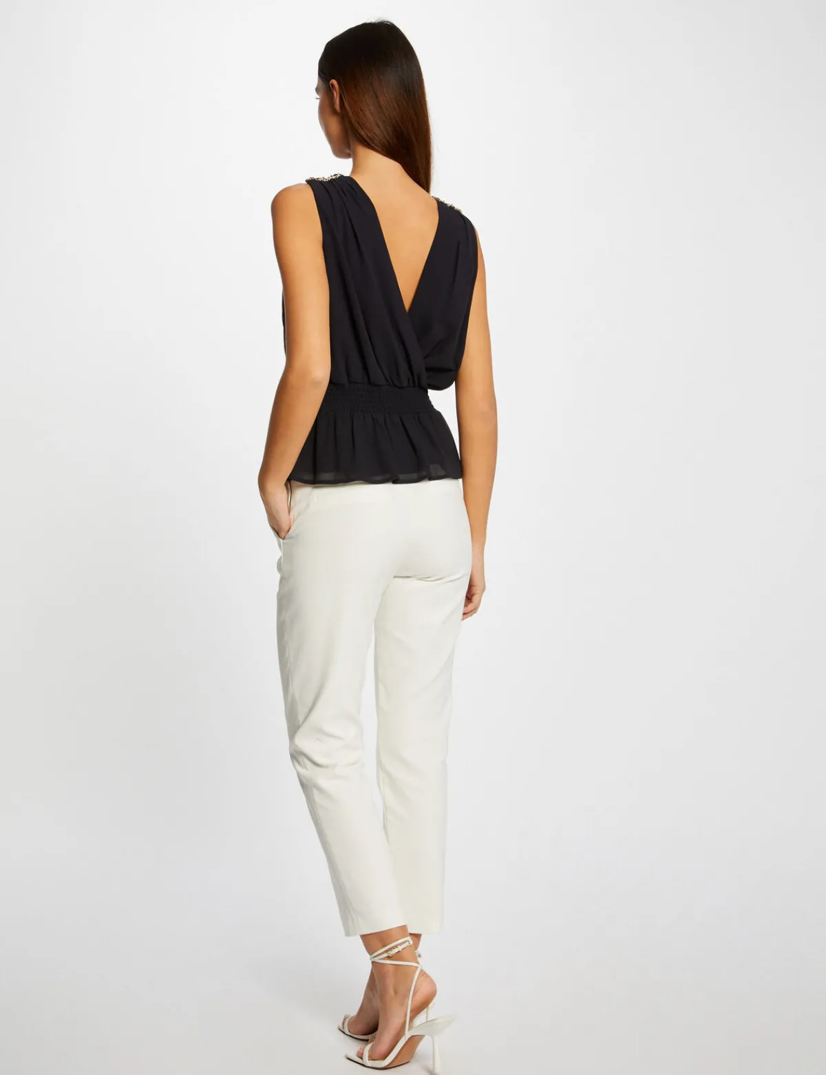 Chemises Et Blouses>Morgan Blouse Sans Manches Details Chaines Femme | Marine