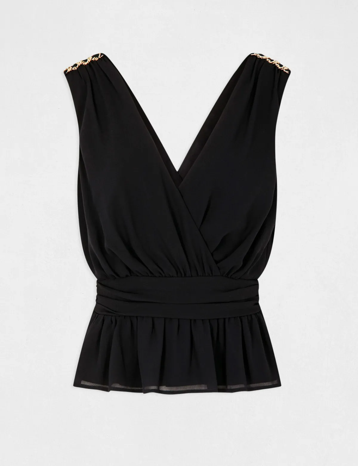 Chemises Et Blouses>Morgan Blouse Sans Manches Details Chaines Femme | Marine