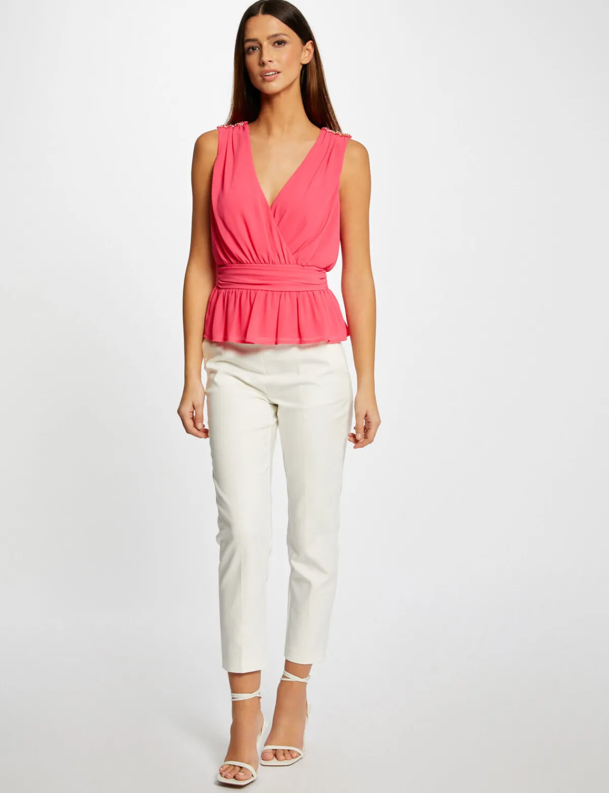 Chemises Et Blouses>Morgan Blouse Sans Manches Details Chaines Femme | Rose