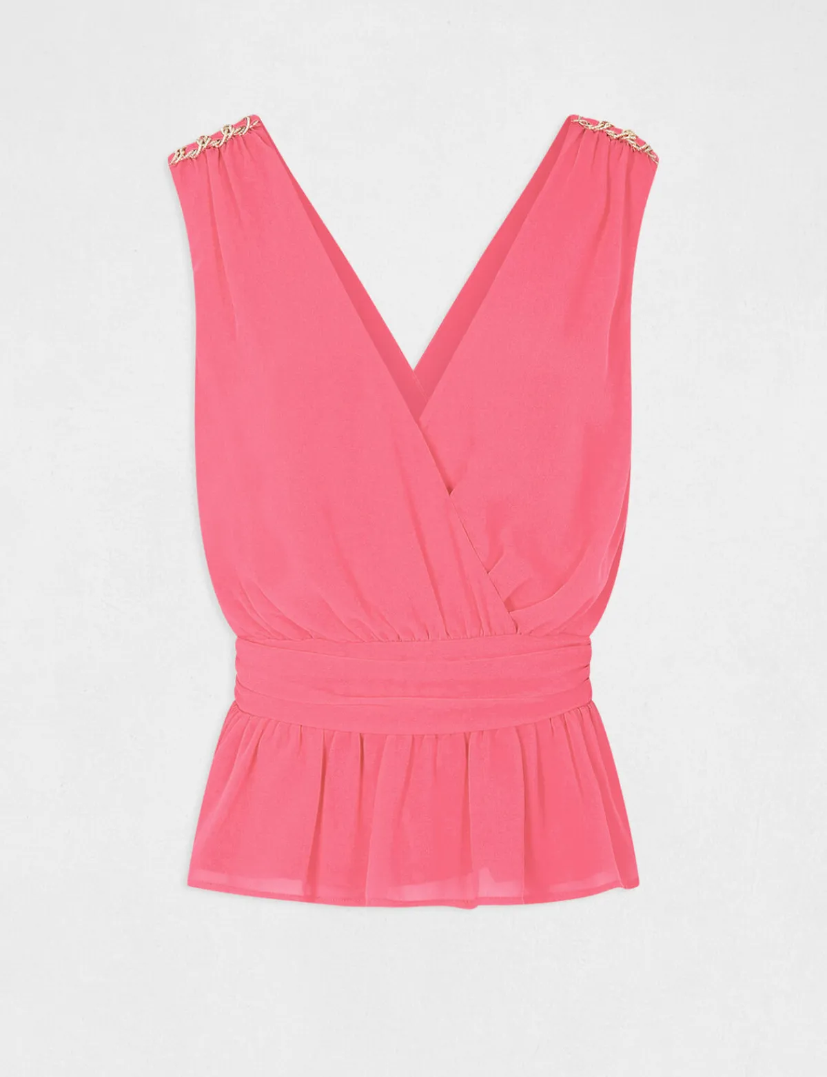 Chemises Et Blouses>Morgan Blouse Sans Manches Details Chaines Femme | Rose