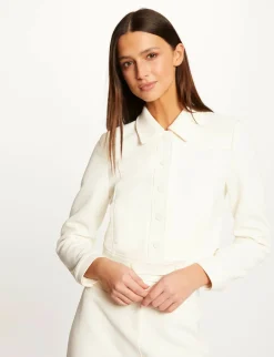Vestes Et Blousons>Morgan Blouson Court Droit Boutonne Femme | Ecru