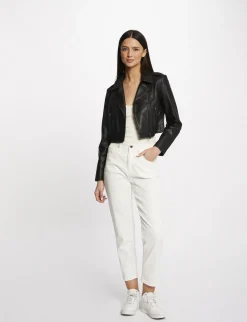 Vestes Et Blousons>Morgan Blouson Droit Zippe Simili Cuir Femme | Noir