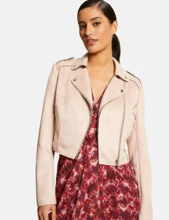 Vestes Et Blousons>Morgan Blouson Droit Zippe Suedine Femme | Rose