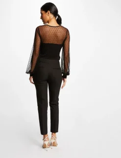 Tops Et T-Shirts>Morgan Body Manches Longues A Plumetis Femme | Noir