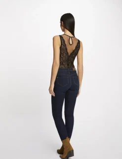 Tops Et T-Shirts>Morgan Body Sans Manches A Dentelle Femme | Noir