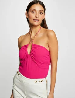 Chemises Et Blouses>Morgan Bustier Avec Detail Chaine Rose Fonce Femme | Rose_Fonce