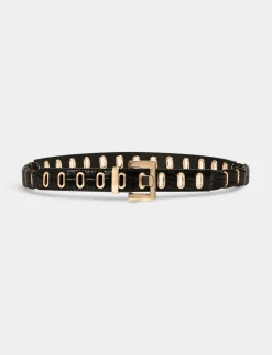 Ceintures>Morgan Ceinture Aspect Croco Avec Oeillets Femme | Noir