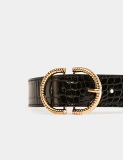 Ceintures>Morgan Ceinture Aspect Croco Femme | Noir