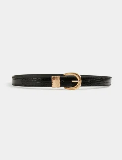 Ceintures>Morgan Ceinture Aspect Croco Femme | Noir