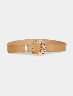 Ceintures>Morgan Ceinture Avec Boucle Martelee Femme | Beige
