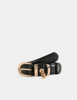 Ceintures>Morgan Ceinture Avec Cadenas Aspect Croco Femme | Noir