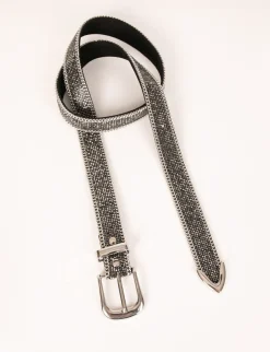 Ceintures>Morgan Ceinture Avec Strass Et Details Chaines Gris Moyen Femme | Gris_Moyen