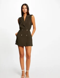 Robes>Morgan Combinaison Cintree Double Boutonnage Vert Fonce Femme | Vert_Fonce