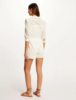 Combinaisons>Morgan Combinaison Droite Broderie Anglaise Femme | Ecru