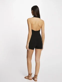 Combinaisons>Morgan Combinaison En Tricot Ajustee Dos Ouvert Femme | Noir