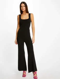 Robes>Morgan Combinaison En Tricot Large A Bretelles Femme | Noir