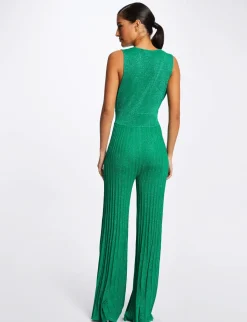 Combinaisons>Morgan Combinaison Jambes Larges Plissees Vert Moyen Femme | Vert_Moyen