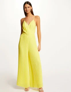 Combinaisons>Morgan Combinaison Large Plissee Avec Dos Nu Femme | Jaune
