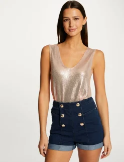Tops Et T-Shirts>Morgan Debardeur Avec Fils Metallises Femme | Rose