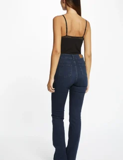 Tops Et T-Shirts>Morgan Debardeur Bretelles Fines Bande Dentelle Femme | Noir