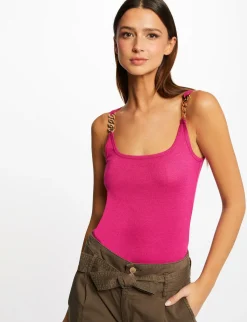 Tops Et T-Shirts>Morgan Debardeur Bretelles Larges Avec Chaines Rose Fonce Femme | Rose_Fonce