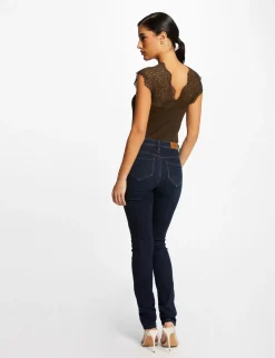 Tops Et T-Shirts>Morgan Debardeur Bretelles Larges En Dentelle Vert Kaki Femme | Vert_Kaki