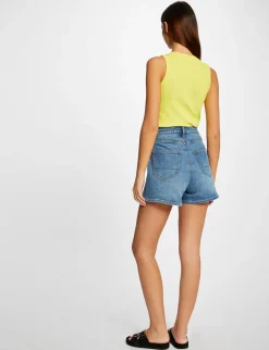 Tops Et T-Shirts>Morgan Debardeur Bretelles Larges Effet Cotele Femme | Jaune