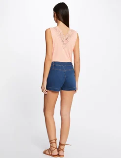 Tops Et T-Shirts>Morgan Debardeur Bretelles Larges Cotele Rose Moyen Femme | Rose_Moyen