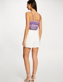 Tops Et T-Shirts>Morgan Debardeur Col En V Aspect Crochet Femme | Violet
