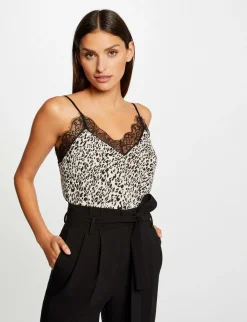 Tops Et T-Shirts>Morgan Debardeur Dentelle Et Imprime Animalier Femme | Multico