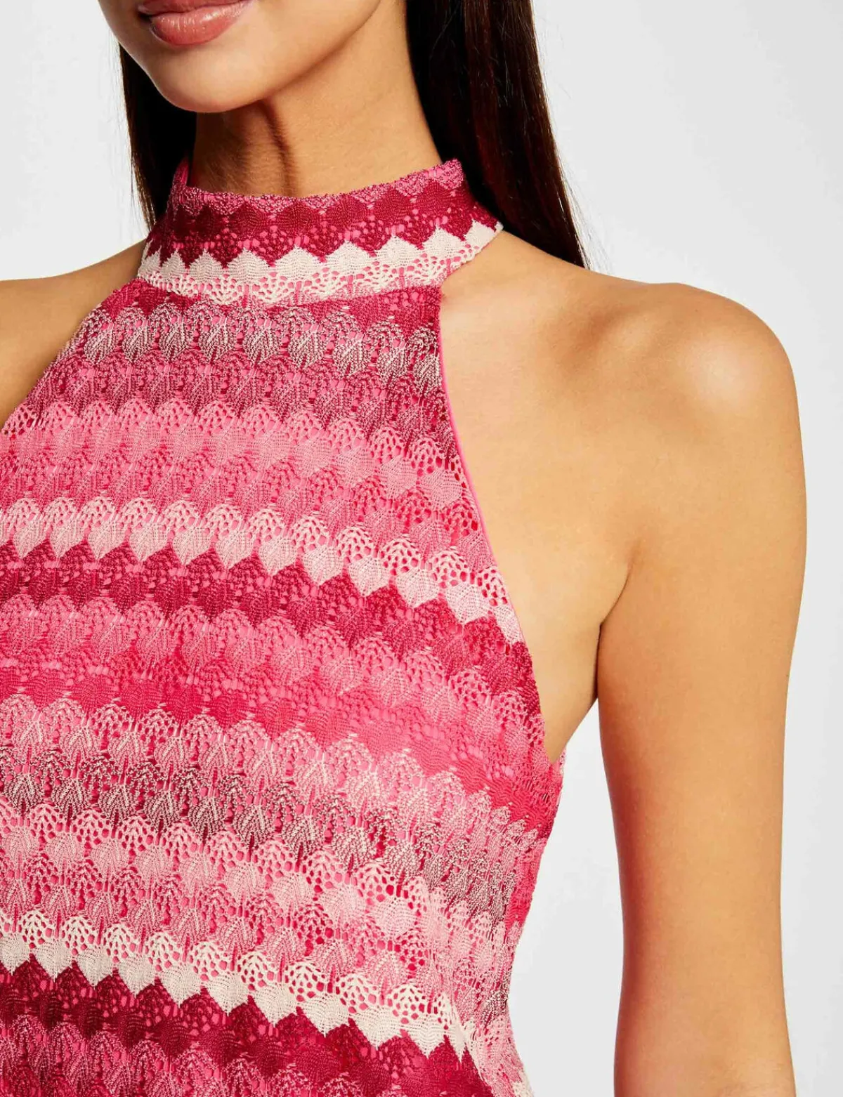 Tops Et T-Shirts>Morgan Debardeur Encolure Americaine Crochet Femme | Rose
