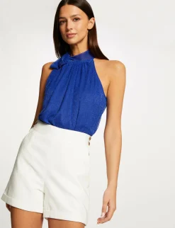 Tops Et T-Shirts>Morgan Debardeur Encolure Americaine Avec Noeud Femme | Bleu