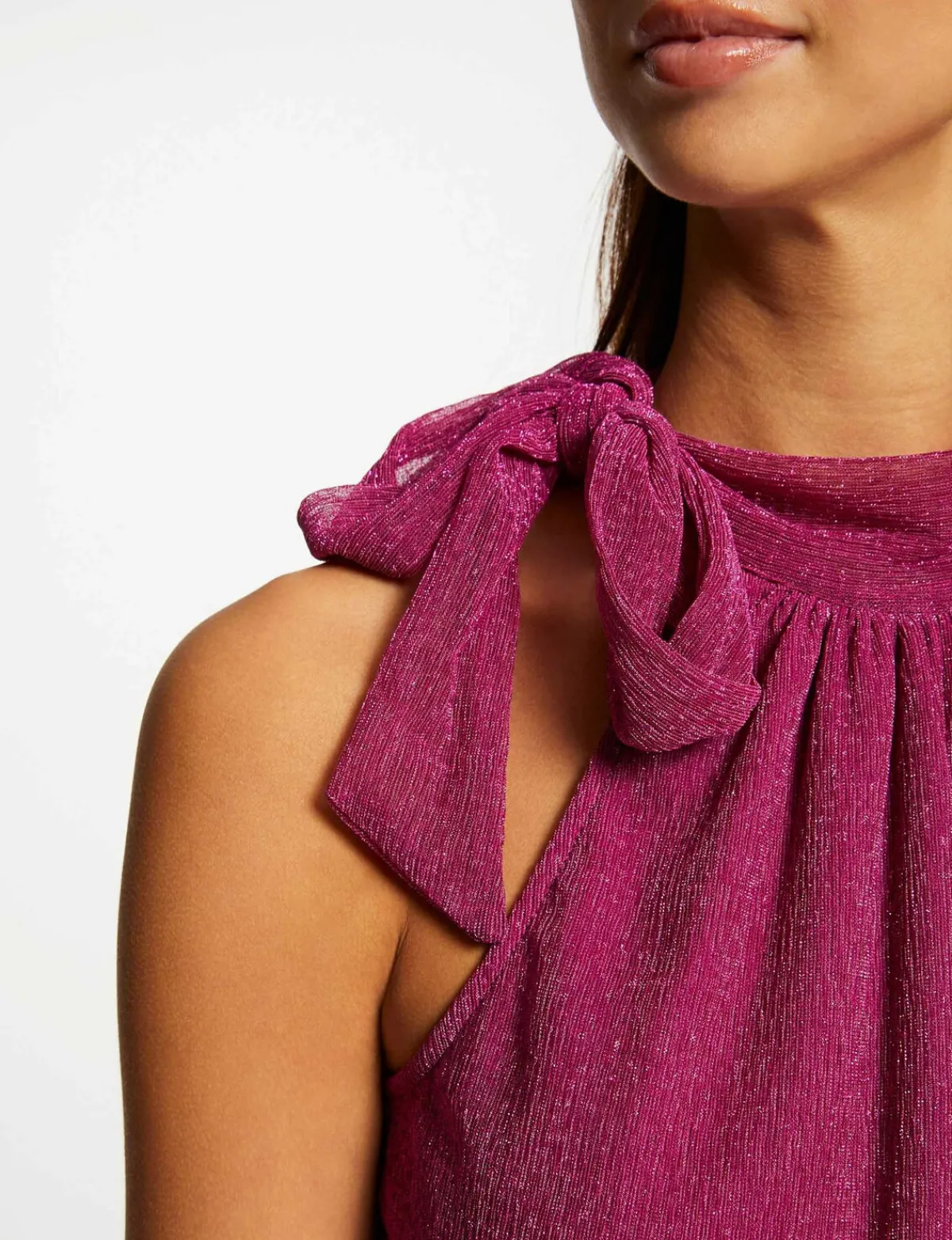 Tops Et T-Shirts>Morgan Debardeur Encolure Americaine Avec Noeud Femme | Rose