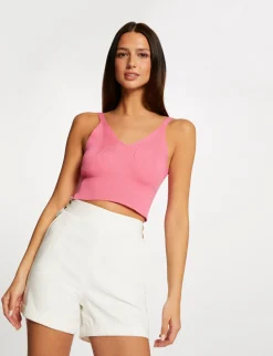 Tops Et T-Shirts>Morgan Debardeur Pull A Bretelles Fines Femme | Rose