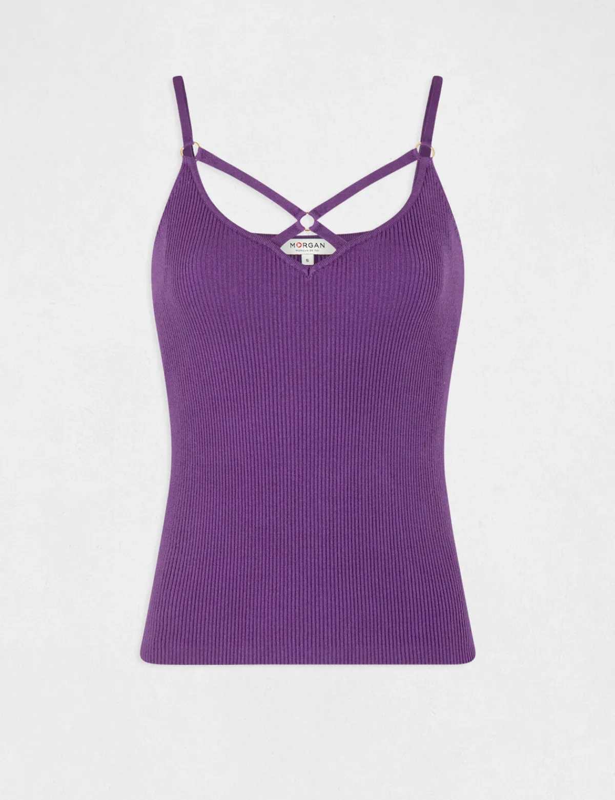 Tops Et T-Shirts>Morgan Debardeur Pull A Bretelles Croisees Violet Fonce Femme | Violet_Fonce