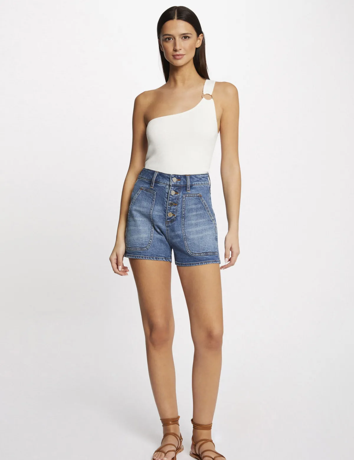 Tops Et T-Shirts>Morgan Debardeur Pull Asymetrique Avec Boucle Femme | Ecru