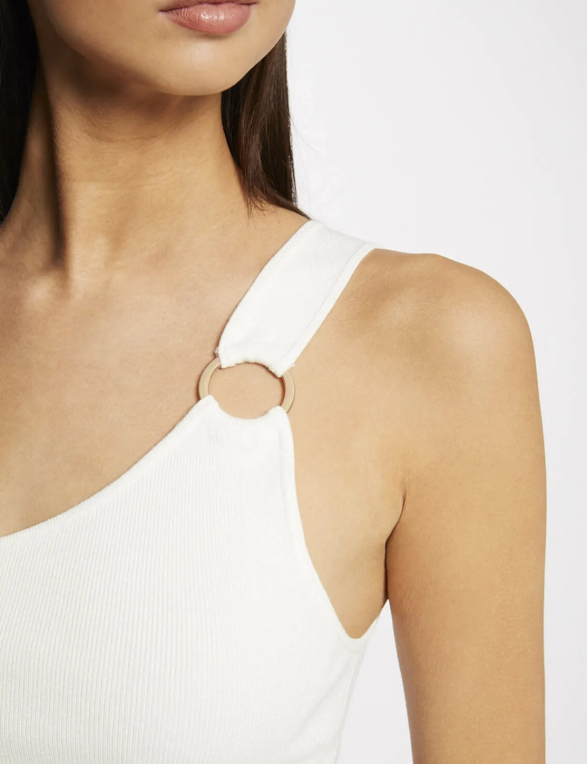 Tops Et T-Shirts>Morgan Debardeur Pull Asymetrique Avec Boucle Femme | Ecru
