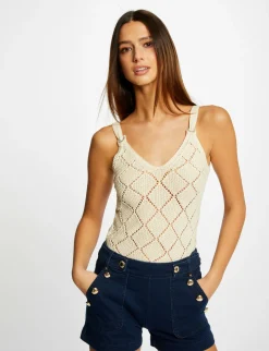 Tops Et T-Shirts>Morgan Debardeur Pull Avec Bretelles Ecru Moyen Femme | Ecru_Moyen