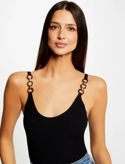 Tops Et T-Shirts>Morgan Debardeur Pull Avec Details Chaines Femme | Noir