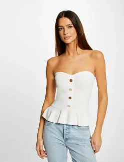 Tops Et T-Shirts>Morgan Debardeur Pull Bustier Avec Boutons Femme | Ecru
