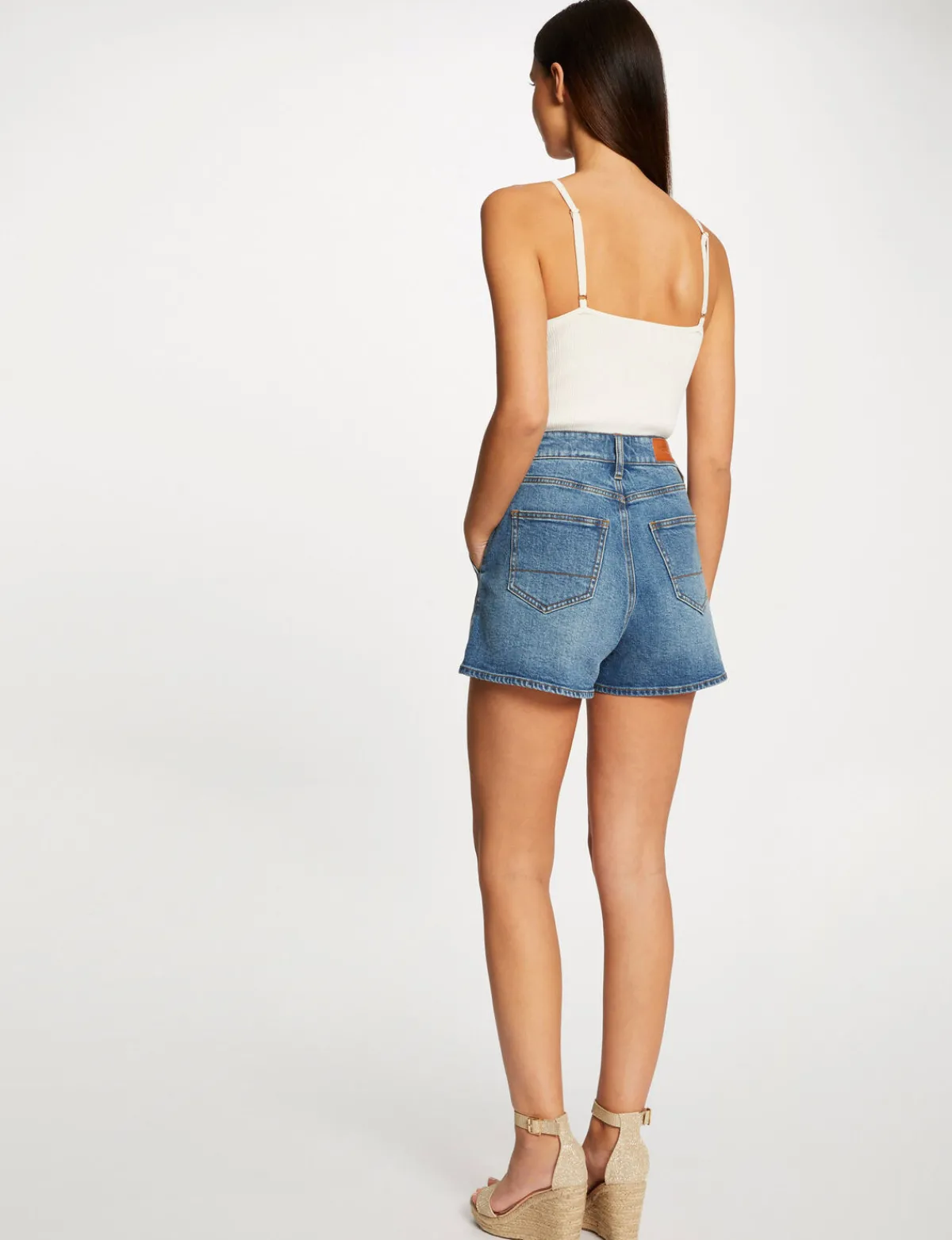 Tops Et T-Shirts>Morgan Debardeur Pull Col En V Avec Perles Ecru Moyen Femme | Ecru_Moyen